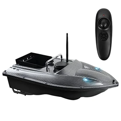 Image of AHWZ Fishing RC Bait Boat, Boats for Carp with LED Navigator Light, Black