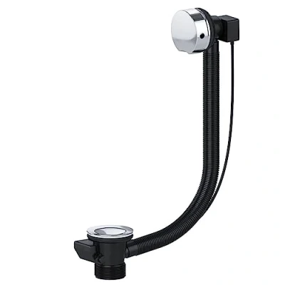 Image of SPARES2GO Bath Waste Combination Twist Plug 40mm 1.5&quot; Overflow Pop Up Trap (Chrome Silver)