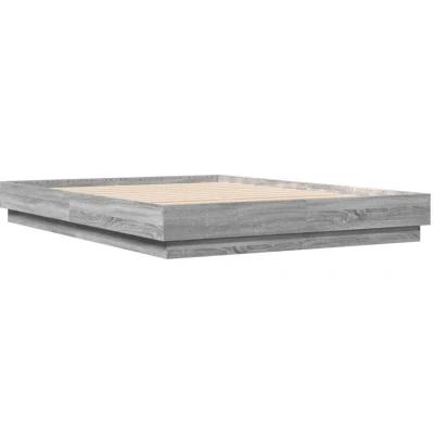 Image of vidaXL Bed Frame with LED without Mattress Grey Sonoma 160x200 cm