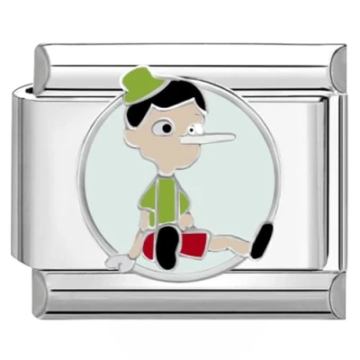 Image of Quiges 9mm Italian Style Charm Link Module Stainless Steel Pinocchio for Bracelets