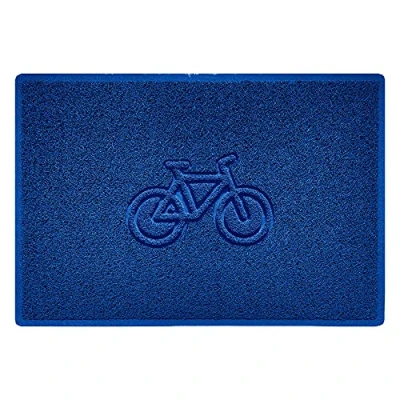 Image of Nicoman Bike Embossed Shape Door Mat Dirt Trapper Washable Barrier Doormat (Use Indoor or Sheltered Outdoor) (90x60cm/3x2ft,Large) Blue