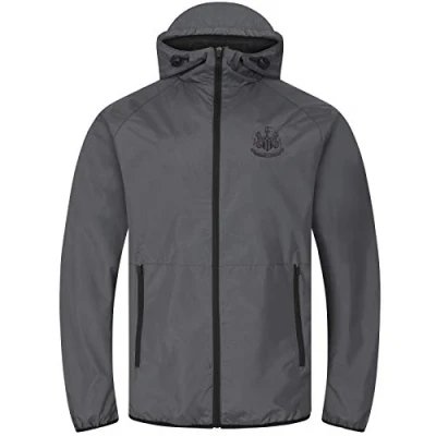 Image of Newcastle United FC Gift Mens Shower Jacket Windbreaker Peaked Hood Grey XL