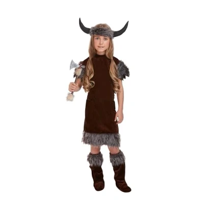 Image of HENBRANDT Children’s Viking Girl Anglo Saxon Iron Age Fancy Dress Costume Historical Outfit for Kids (Age 7 9)