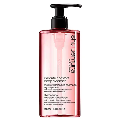 Image of Shu Uemura, Delicate Comfort Moisture Balancing Shampoo Deep Cleanser, Dry Scalp &amp; Hair, Enriched with Onsen Inspired Bio Tech Ferments Double Flowered Sakura, Cleanses, Balances Hydrates, 400ml