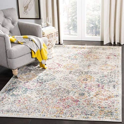 Image of Safavieh Modern Chic Rug for Living Room, Dining Bedroom Madison Collection, Short Pile, in Grey and Gold, 122 X 183 cm