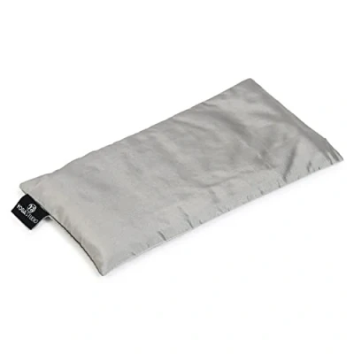 Image of Yoga Studio Eye Pillow 100% Organic Cotton Cover Lavender &amp; Linseed Stress Relief Weighted Mask for Yoga, Relaxation, Aromatherapy, Tired Eyes, Headaches (Silver)
