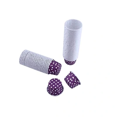 Image of 100Pcs Polka Dot Baking Cups,Mini Colorful Curls Cupcake Liners Muffin Cases Paper for Birthday Party Wedding Decoration(Blue) (Purple)