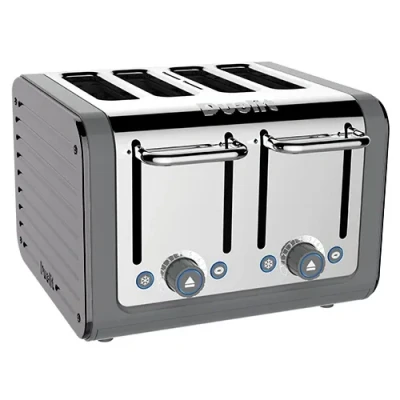 Image of Dualit Architect 4 Slot Grey Body With Metallic Silver Panel Toaster