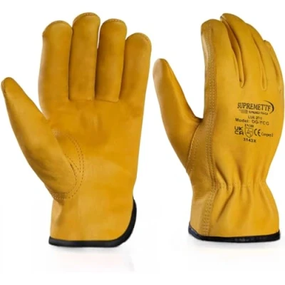 Image of SupremeTTF 5 Pairs Winter Leather Work Gloves, Fleece Lined Thermal Gardening Gloves Heavy Duty Thorn Proof Garden Cold Working Drivers for Men &amp; Women (Large 9)