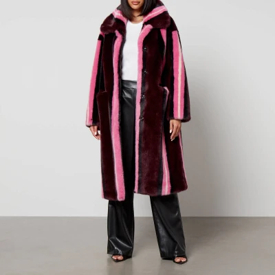 Image of Jakke Kelly Striped Faux Fur Coat S