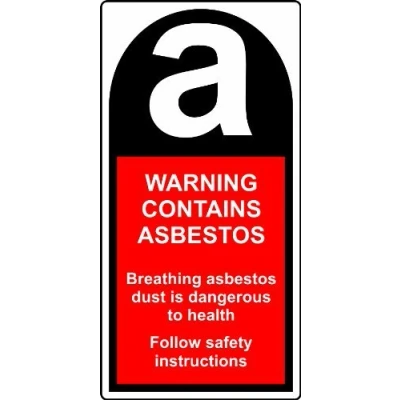 Image of Warning Contains Asbestos 25 x 50mm Safety Labels Roll of 500