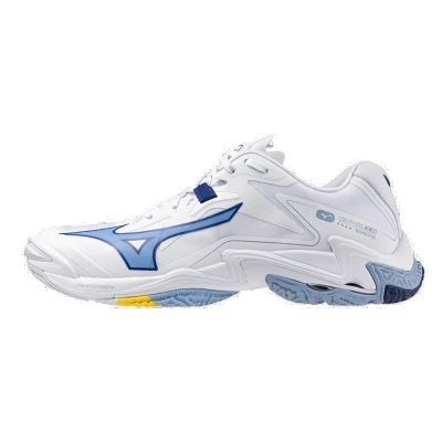 Image of Mizuno WAVE Lightning Z8 Volleyball shoes, Men&#039;s, Size: 9.5, White/bellwether blue/bel air blue Textile/synthetics