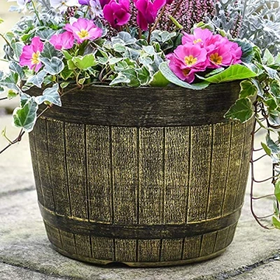 Image of Whiskey Barrel Planter, Lightweight and easy to move 30cm x 5 by Thompson Morgan (5)