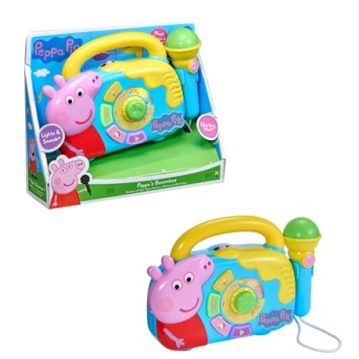 Image of Peppa Pig Boombox Musical Playset with Microphone Theme Tune Box Nursery Rhymes House On The Hill Toys Childrens Toy Set Ages 18M+