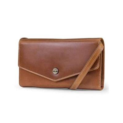 Image of Timberland Women&#039;s RFID Leather Wallet Phone Bag with Detachable Crossbody Strap Cross Body, Cognac (Buff Apache), One Size