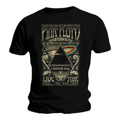 Image of Official T Shirt PINK FLOYD Vintage Carnegie Hall 1972 POSTER Black S
