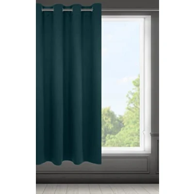 Image of Eurofirany LOGAN Blackout Curtain 1 Unit Eyelets, Light blocking Room Darkening Bedroom Living Room, W55 x L69, Petrol