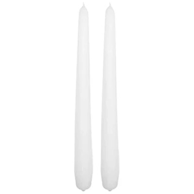 Image of Tapered Dinner Candles, Pack of 2, Unscented, Long Burning Time, 24 cm / 19.45 (White, Matt)