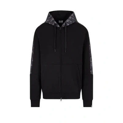 Image of EA7 Men&#039;s Pattern Zip Hoodie, Black, XL