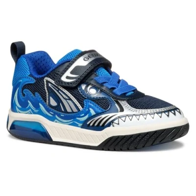 Image of Geox Light UP INEK BOY Trainers for kids, Size: 12.5K, Navy/light blue Imitation leather/ textile
