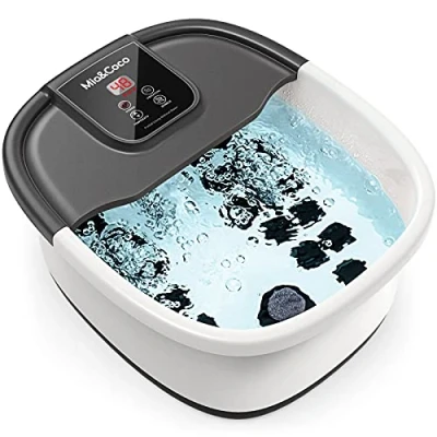 Image of Mia&amp;Coco Foot Spa, Bath Massager with Heater Bubbles Vibration Auto &amp; Manual Electric Temperature Control, Pedicure Pumice Stone, Warm Soak Relief 22 Removable Rollers and 264 Massage Nodes