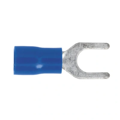 Image of Sealey Easy Entry Fork Terminal Ø5.3mm (2BA) Blue Pack of 100