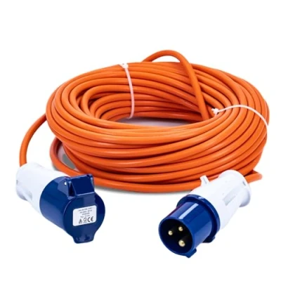 Image of Status 25M Extension Lead, 16A/230V, 1.5mm Orange Cable, IP44 Weatherproof Ideal for Camping, Caravans, Motorhomes &amp; Construction Sites (25M16A1.51PK4)