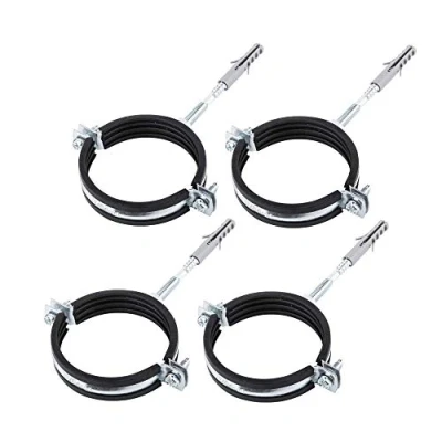 Image of (Pack of 4 pcs) Anti Vibration Single Metal Pipe Brackets Clips Clamps Rubber Lined for Ø 75 80 mm Pipes (4)