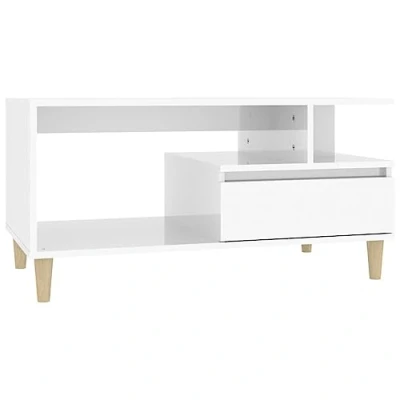 Image of vidaXL Coffee Table High Gloss White 90x49x45 cm Engineered Wood