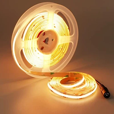 Image of YUNBO 12V COB LED Strip Light 5M Warm White 3000K Dotless CRI&gt;90 Super Bright 4000Lm Self Adhesive 480LEDs/M Uniform for Room Cabinet Home DIY Lighting
