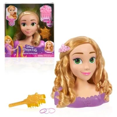 Image of Disney Princess 20cm Rapunzel Hairdressing Head with Accessories, 7 Pieces, Blonde Hair, Kids Toy for Ages 3+ by Just Play