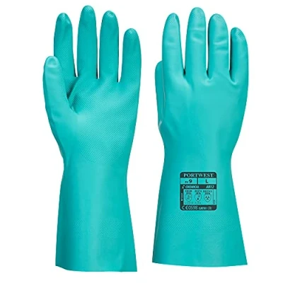 Image of Portwest Nitrosafe Plus Chemical Gauntlet L Green (Pack of 12)