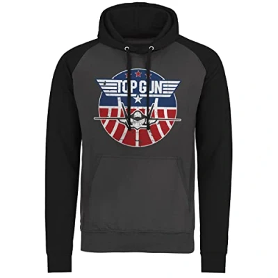 Image of Top Gun Officially Licensed Tomcat Baseball Hoodie (Dark Grey Black)