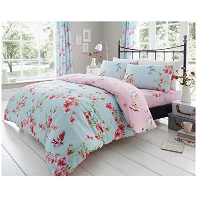 Image of GC GAVENO CAVAILIA Botanical Vintage Bedding Sets, Single Duvet Cover Blue Floral, Reversible Quilt Bedset