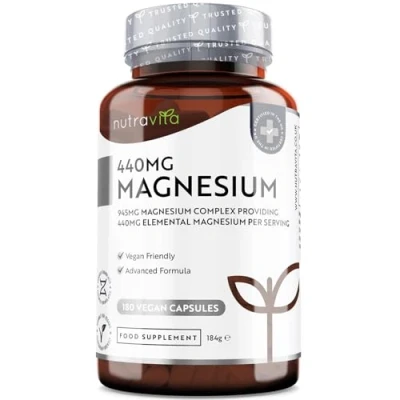 Image of Super Strength 1480mg 180 Vegan Magnesium Citrate Capsules not Tablets High Absorption, Premium Supplements 90 Days Supply Made in The UK by Nutravita
