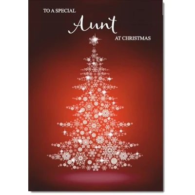 Image of doodlecards Aunt Christmas Card Red Tree Medium Size with Plain Envelope