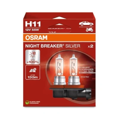 Image of OSRAM NIGHT BREAKER® SILVER, H11, halogen headlight lamps, Hanging folding box (2 lamps)