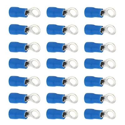 Image of Mintice 100 X Blue Copper Ring Butt Insulated Terminal Connectors 14 16 Gauge AWG Crimp Wire Electrical Cable M5