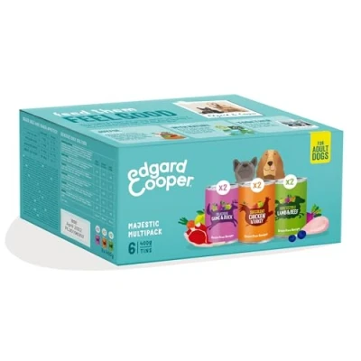 Image of Edgard &amp; Cooper Multipack Cereal Free Adult Dog Food 6x400g Chicken/Lamb/Game, Tasty and Balanced Health Food, Protein