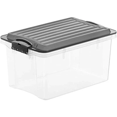 Image of Rotho, Compact, Storage box 4.5 l with lid A5, Plastic (PP) BPA free, grey/transparent, A5/45l (27,0 x 18,5 15,0 cm)