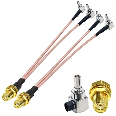 Image of TUOLNK SMA to Dual CRC9 Splitter Cable Female 2* Right Angle Male RG316 RF Extension for 3G 4G Modem Router/Antenna V Type Pigtail 6inch(15cm) 2 Pack