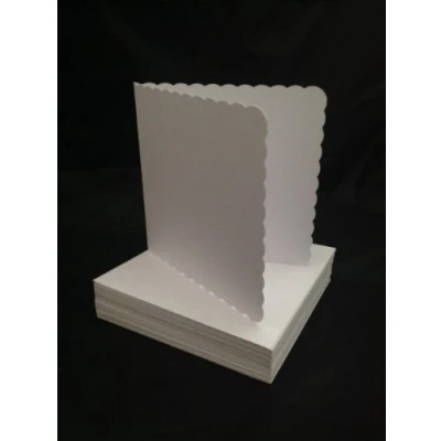 Image of 6&quot; x Square Blank Cards and Envelopes with Scalloped Edge White (50pk)