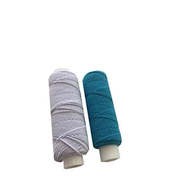 Image of Shirring Shearing Elastic Thread, 20 Meter Each Colour Per Spool, Pack of 2 X 20m Spools, Sewing, Haberdashery, Craft, Smocking, Gathering, (White &amp; Turquoise), 30 Colours Available