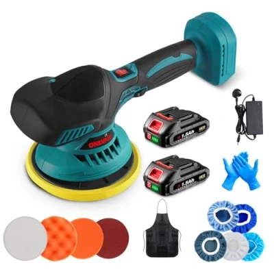 Image of Car Polisher Kit Electric Polishing Machines 150MM 6 Speed ​​Car Cordless Buffer for Auto Detailing/Polishing/Waxing (Incl.2 Batteries &amp; Charger)