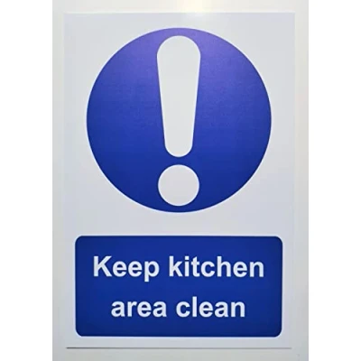 Image of Keep Kitchen Area Clean Restaurant Safety Sign Self Adhesive Sticker 200mm x 150mm