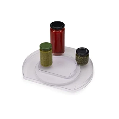 Image of Joseph FridgeStore Lazy Susan 360º Tiered Rotating Fridge Organiser Turntable storage, textured surface, non slip base, BPA free, Black