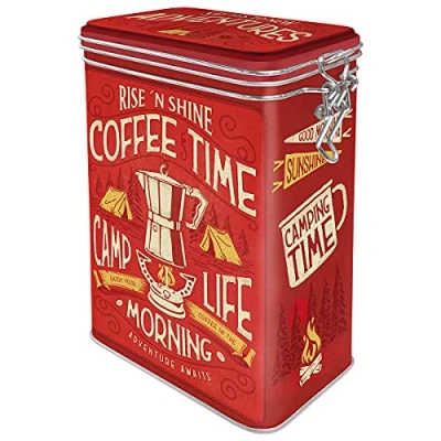Image of Nostalgic Art Retro Coffee Tin 1.3 Litre Camp Time Gift Idea for Camping Fans with Aroma Lid Vintage Design