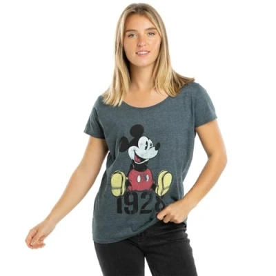 Image of Disney Women&#039;s Mickey Mouse Year T Shirt, Dark Heather, 12 UK