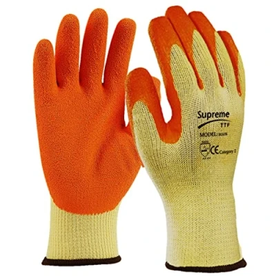 Image of 24 Pairs Latex Coated Orange Rubber Work Gloves Mens Safety Builders Gardening (2XL)