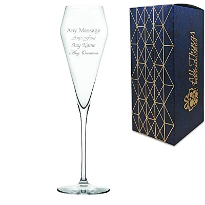 Image of Personalised Engraved Edge Champagne Flute 7.5oz, Gift Boxed, Birthday Christmas Wedding